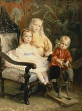 Portrait of the Stasov's Children, Early 1870s. Artist: Makovsky, Konstantin Yegorovich (1839-1915)