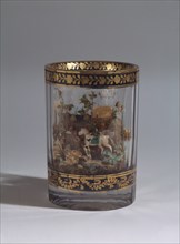 Glass with the double walls and a landscape composition, 1818. Artist: Master A. Vershinin (Early 19th century)