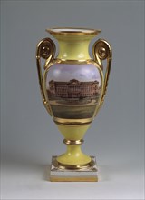 Decorative vase with the view of the Smolny-Institute for noble girls, 1830-1840s. Artist: Master of the A. Popov Factory (First half of 19th cen.)