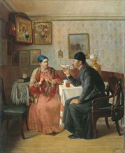 Tea drinking, 1895. Artist: Naumov, Alexey Avvakumovich (1840-1895)
