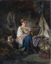 Young Mother, 1868. Artist: Pelevin, Ivan Andreyevich (1840-1917)