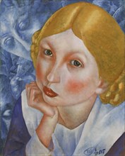 Portrait of Ria, 1915. Artist: Petrov-Vodkin, Kuzma Sergeyevich (1878-1939)