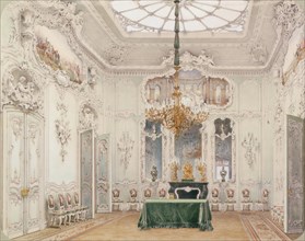 Interiors of the Winter Palace. The Green Dining Room, 1852. Artist: Premazzi, Ludwig (Luigi) (1814-1891)