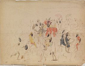 Meeting of Maharaja Sher Singh of Punjab and British Ambassador Clark in 1842, 1842. Artist: Saltykov, Alexei Dmitriyevich (1806-1859)
