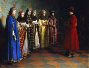 Tsar Alexei Mikhailovich Choosing a Bride, 1882. Artist: Sedov, Grigori Semyonovich (1836-1884)