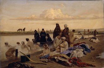 Monks. Wrongly stranded, 1870s. Artist: Solovyev, Lev Grigoryevich (1837-1919)