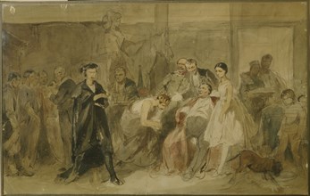Behind the curtain in the serf theatre. Artist: Trutovsky, Konstantin Alexandrovich (1826-1893)