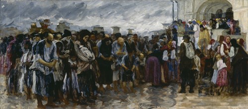 Beggars at the church, 1889. Artist: Tvorozhnikov, Ivan Ivanovich (1848-1919)