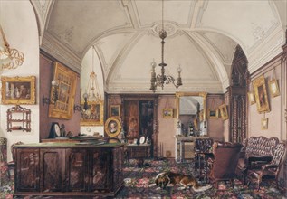 Interiors of the Winter Palace. The Study of Grand Prince Nicholas Nicolaievich, 1856. Artist: Ukhtomsky, Konstantin Andreyevich (1818-1881)