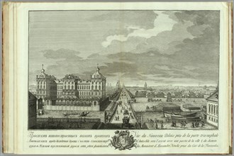 The Newly-Built Chambers Opposite the Anichkov gates (Book to the 50th anniversary of the founding of St. Petersburg), 1753. Artist: Vasilyev, Yakov Vasilyevich (1730-1760)