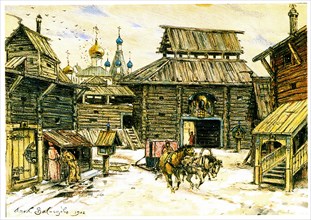 Old Moscow. The Wooden City, 1902. Artist: Vasnetsov, Appolinari Mikhaylovich (1856-1933)