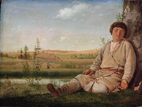Sleeping Shepherd Boy, 1823. Artist: Venetsianov, Alexei Gavrilovich (1780-1847)