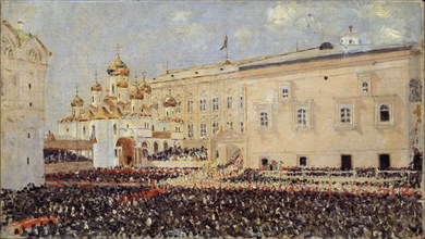 The Coronation of the Emperor Alexander III in the Moscow Kremlin on 15th May 1883, 1883. Artist: Vereshchagin, Vasili Vasilyevich (1842-1904)