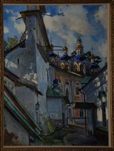 View of the Pskovo-Pechersky Monastery, 1928. Artist: Vinogradov, Sergei Arsenyevich (1869-1938)