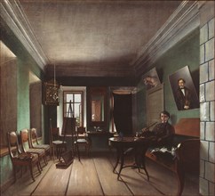 Interior in the Bykov's house, 1850s. Artist: Yurov, Grigori Vasilyevich (?-after 1896)