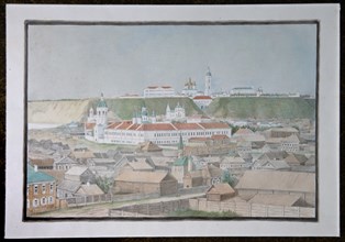 View of Tobolsk, 1850s. Artist: Znamensky, Mikhail Stepanovich (1833-1892)