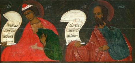 The Prophets Daniel and Elisha, 16th century. Artist: Russian icon
