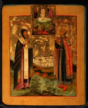 Saints Bishop Arsenius of Tver and Prince Michael of Tver, 1802. Artist: Russian icon