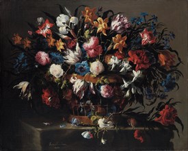 Small Basket of Flowers, 1671. Artist: Arellano, Juan de (1614-1676)