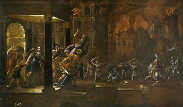 The Fire of Troy, Mid of 17th cen.. Artist: Corte, Juan de la (1585-1662)