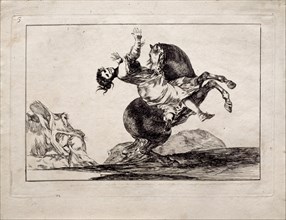 The Horse-Abductor (from the series Los Disparates (Follies), 1815-1819. Artist: Goya, Francisco, de (1746-1828)