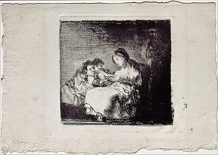 Woman Reading to two Children (La lectura), 1819-1825. Artist: Goya, Francisco, de (1746-1828)