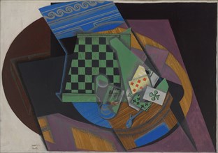 Checkerboard and playing cards, 1915. Artist: Gris, Juan (1887-1927)