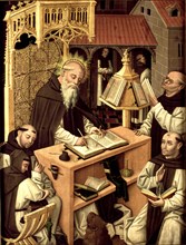 Saint Jerome in the scriptorium, ca 1485. Artist: Master of Monasterio de Santa María del Parral (active ca. 1500)