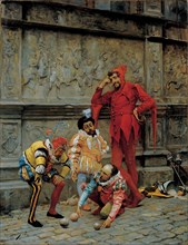 Jesters playing Cochonnet, 1868. Artist: Zamacois y Zabala, Eduardo (1841-1871)