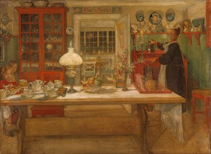 Getting Ready for a Game, 1901. Artist: Larsson, Carl (1853-1919)