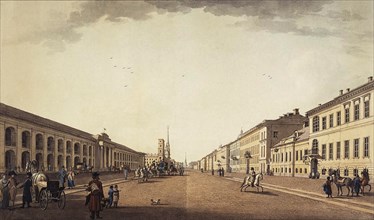 View of Nevsky Prospekt near the Gostiny Dvor in Saint Petersburg, 1799. Artist: Paterssen, Benjamin (1748-1815)
