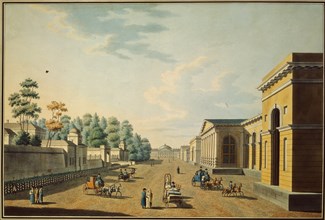 The barracks of the Chevalier Guards as seen from the Tauride Garden, 1800s. Artist: Paterssen, Benjamin (1748-1815)