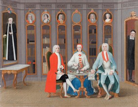 The Stenbock family in their library at Rånäs, c. 1740. Artist: Svan, Carl Fredrik (1708-1766)