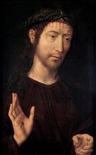 The Man of Sorrows Blessing, 1480-1490. Artist: Memling, Hans (1433/40-1494)