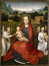 Virgin and child and two angels, 1480-1490. Artist: Memling, Hans (1433/40-1494)