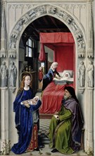The Nativity of John the Baptist (The Altar of St. John, left panel), ca 1455. Artist: Weyden, Rogier, van der (ca. 1399-1464)