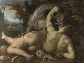 Two Followers of Cadmus devoured by a Dragon, 1588. Artist: Haarlem, Cornelis Cornelisz., van (1562-1638)