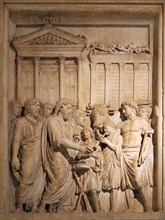 Marcus Aurelius and members of the Imperial family offer sacrifice in gratitude for success against Germanic tribes, ca 176-182. Artist: Art of Ancient Rome, Classical sculpture