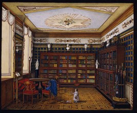 The Library of Count Henryk Ilinsky in Romaniv, 1824. Artist: Anonymous