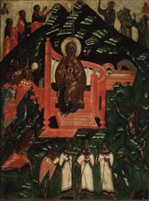 The Synaxis of the Virgin, End of 14th cen.. Artist: Russian icon