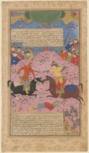 Single combat, 1600. Artist: Iranian master