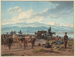 Halt of Russian Cossacks, 1804. Artist: Kobell, Wilhelm, Ritter von (1766-1853)