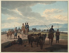 Russian Cossacks on march, 1804. Artist: Kobell, Wilhelm, Ritter von (1766-1853)