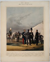 Pioneers, invalides and gendarmes of the Imperial Guards Corps, 1867. Artist: Piratsky, Karl Karlovich (1813-1889)