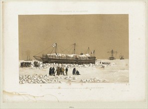 The floating battery Tonnante in the Ice near Kinburn, 1856. Artist: Cicéri, Eugène (1813-1890)