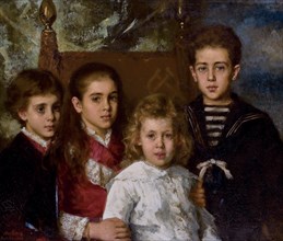 Portrait of the children of Paul Pavlovich Demidoff, 2nd Prince of San Donato (1839-1885), Avrora, A Artist: Harlamov, Alexei Alexeyevich (1840-1922)