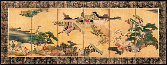 Scenes from The tale of Genji (Genji monogatari), 17th century. Artist: Anonymous