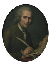 Jean-Jacques Rousseau (1712-1778) writing a sheet music. Artist: Anonymous