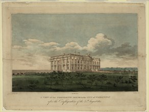 View of the White house in the city of Washington after the conflagration of the 24th August 1814, 1 Artist: Strickland, William (1787-1854)