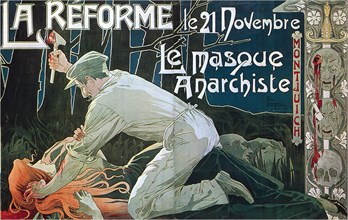 La Réforme le 21 Novembre, le masque anarchiste, 1897. Artist: Privat-Livemont, Henri (1861?1936)